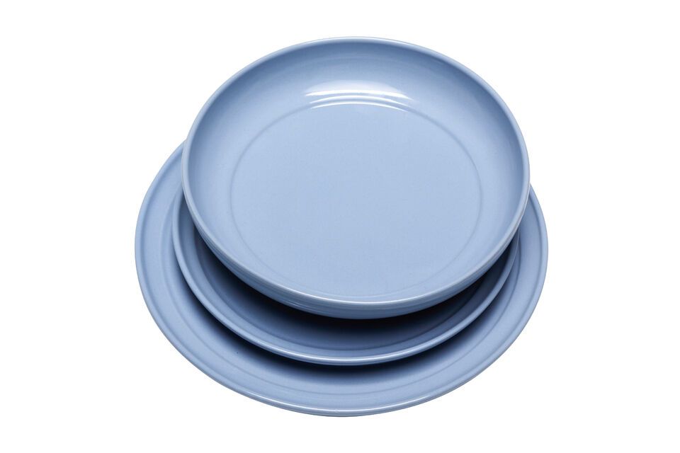 Assiette à diner en céramique bleu clair Amare - 4