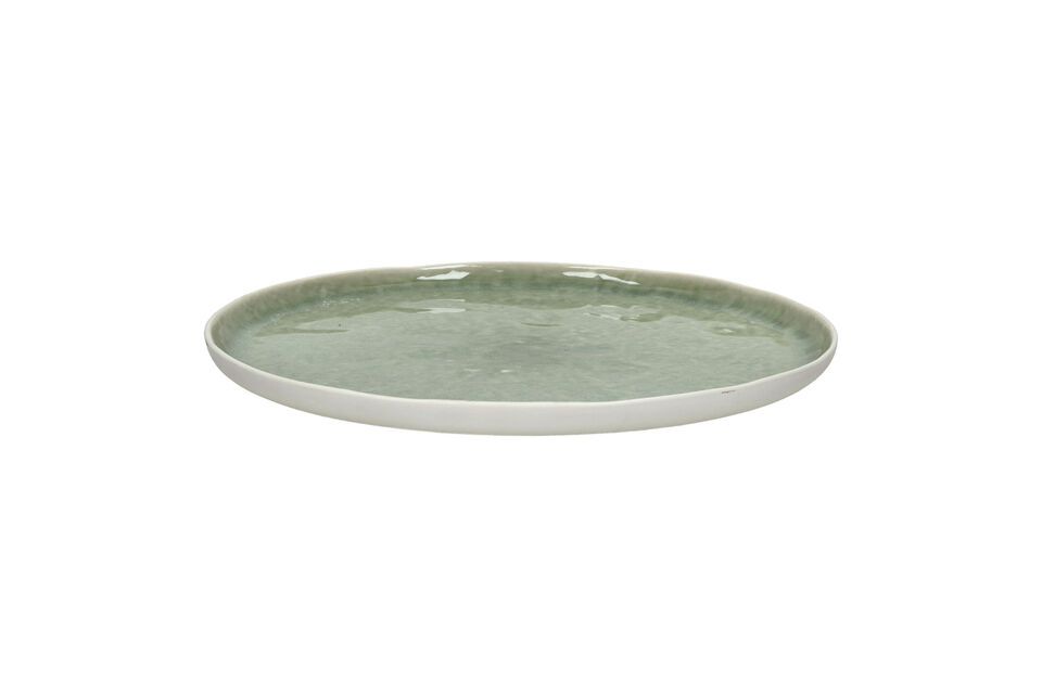 Assiette plate en porcelaine blanc et vert pâle Spiro Pomax