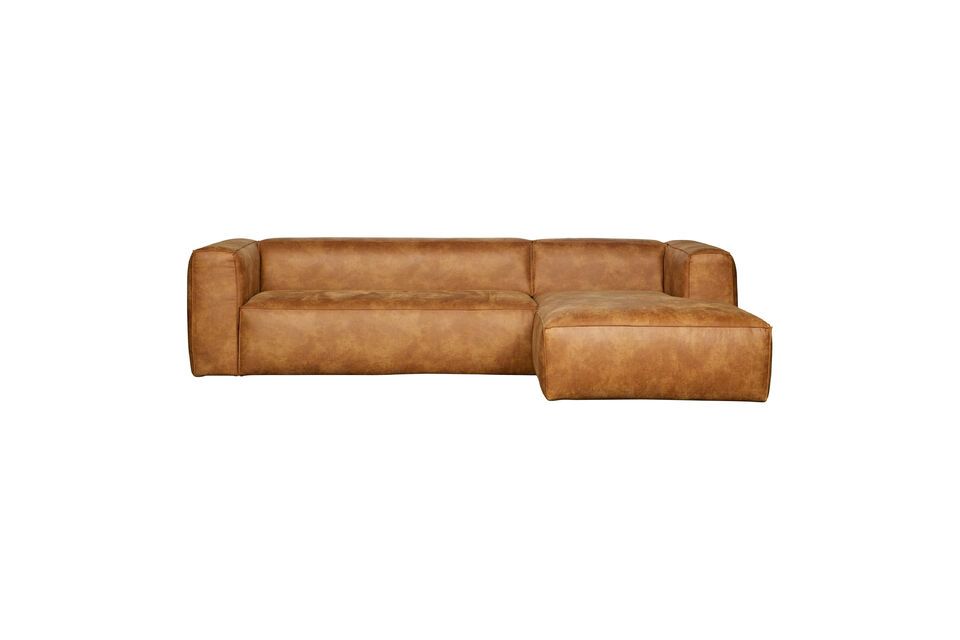 Canapé d'angle droit en cuir marron Bean Woood