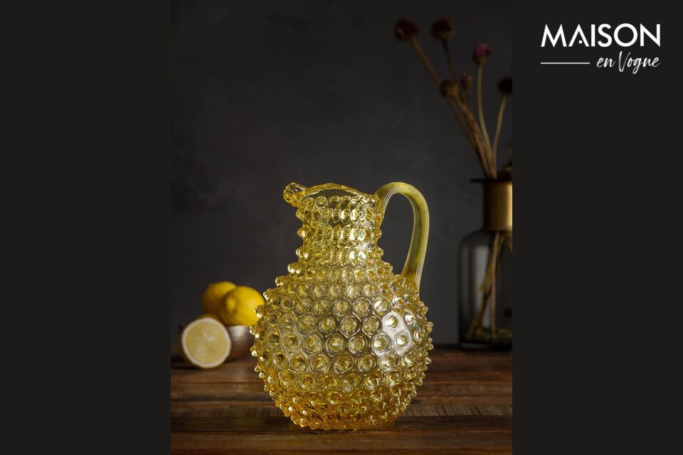 Carafe en verre jaune Diamant Chehoma