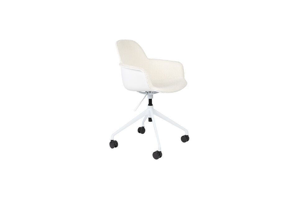 Chaise de bureau en plastique et tissu blanc Albert Kuip Zuiver