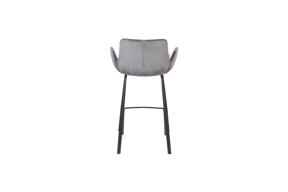 Chaise de comptoir en velours gris Brit - 7