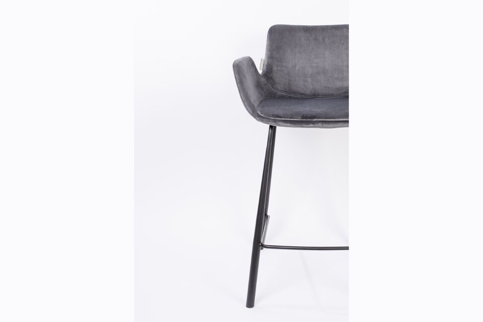 Chaise de comptoir en velours gris Brit - 8