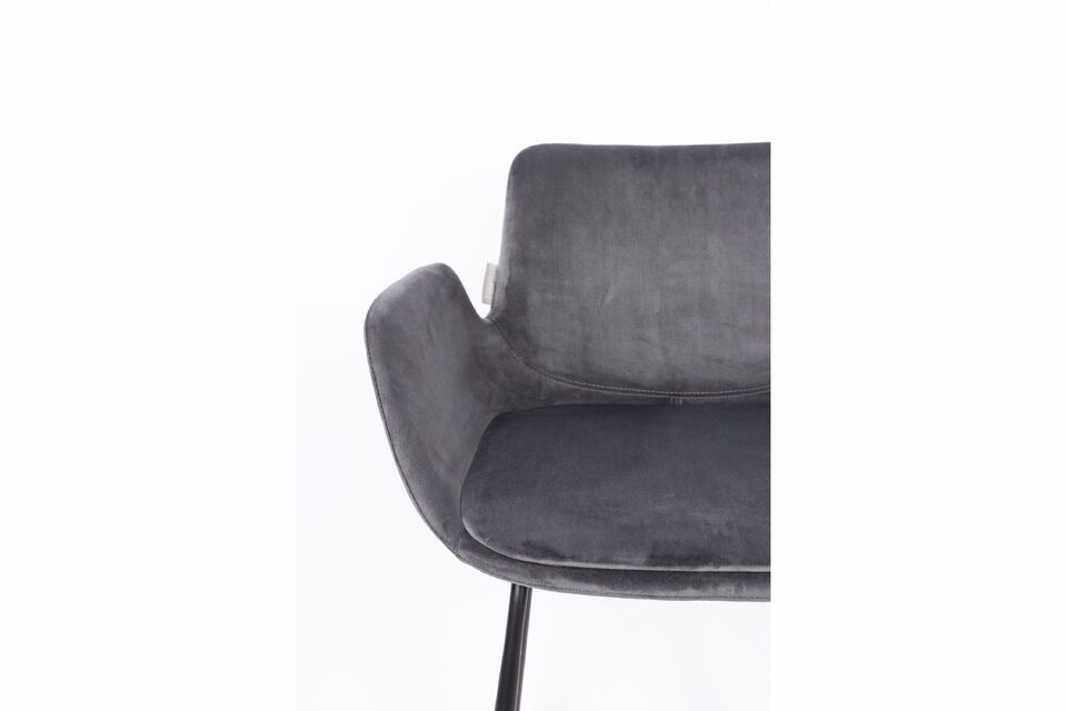 Chaise de comptoir en velours gris Brit - 9