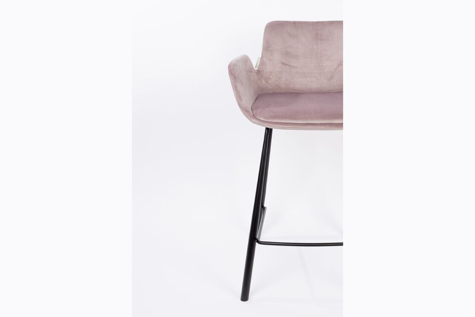 Chaise de comptoir en velours rose Brit - 9