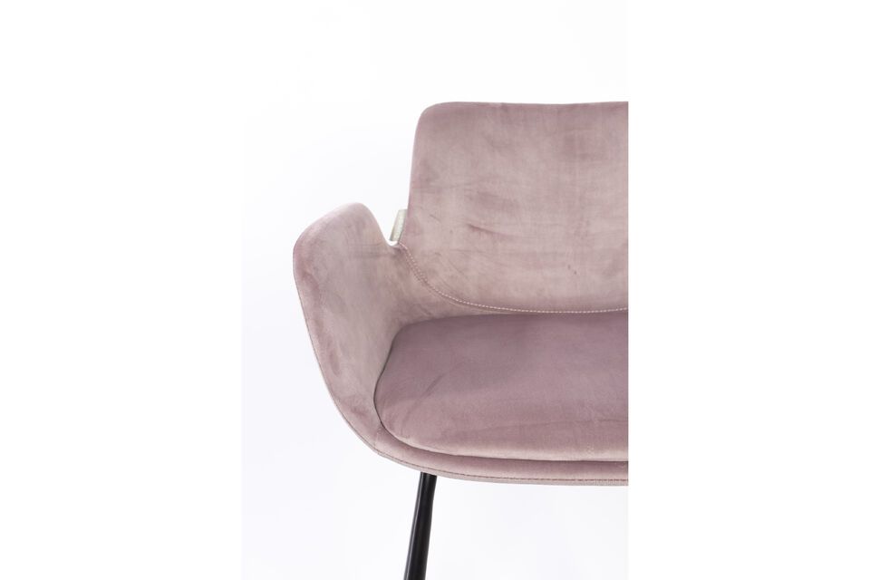 Chaise de comptoir en velours rose Brit - 10