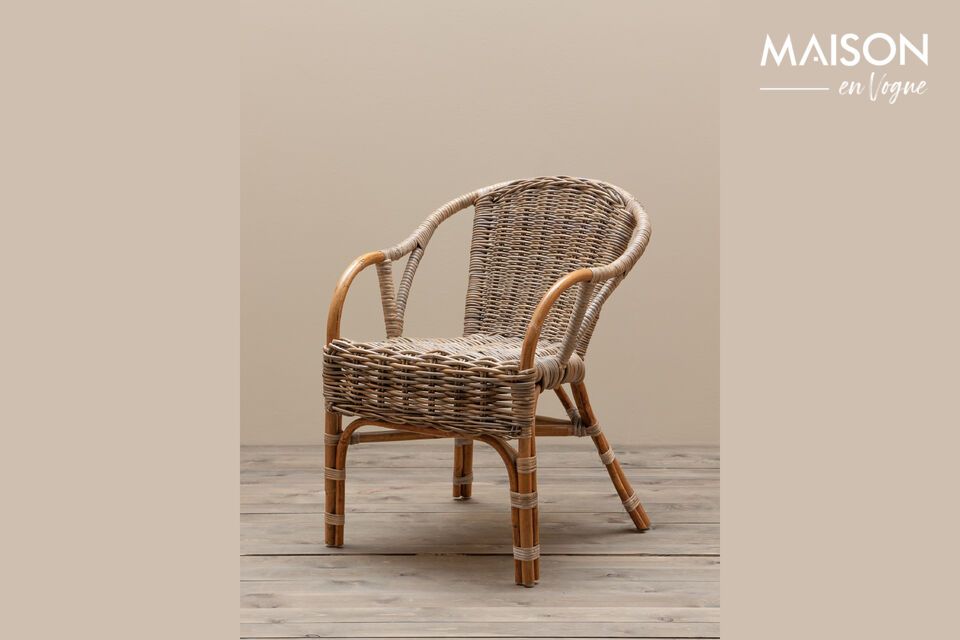 Chaise en rotin beige Moorea Chehoma