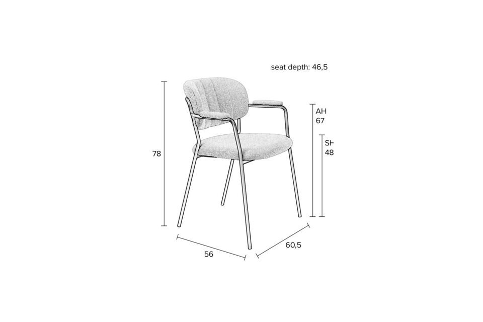 Chaise en tissu blanc Jolien - 10