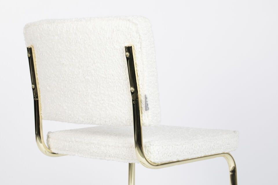 Chaise en tissu blanc Teddy - 9