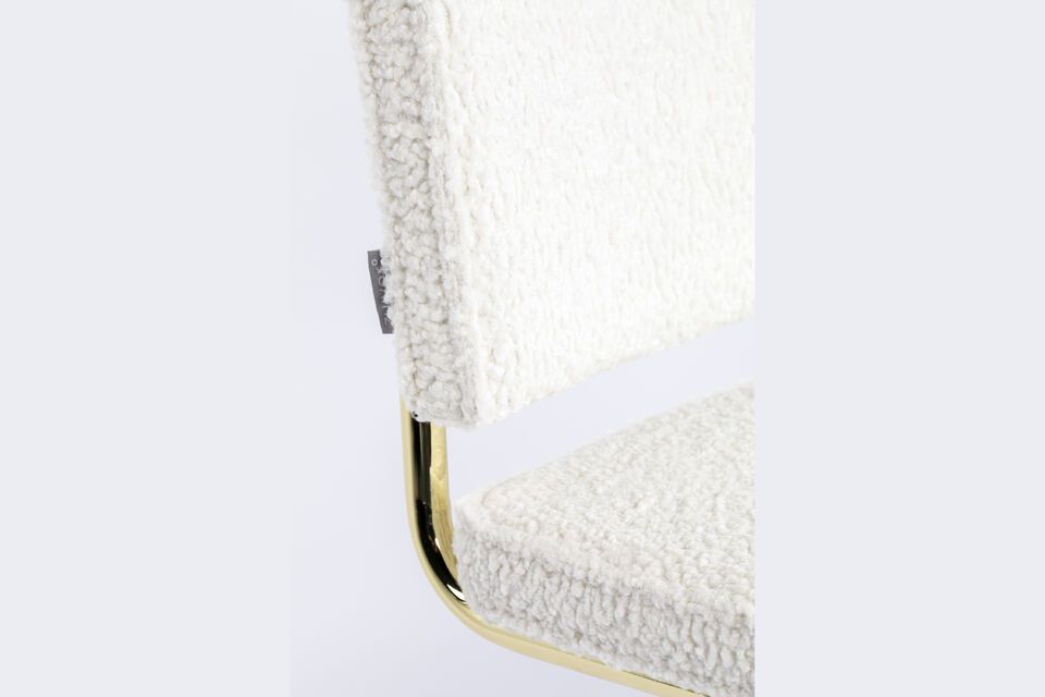 Chaise en tissu blanc Teddy - 10