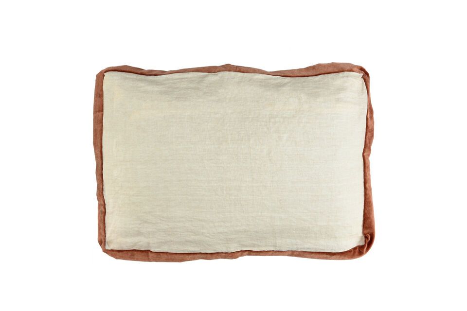 Coussin en lin blanc et cannelle Borders Pomax