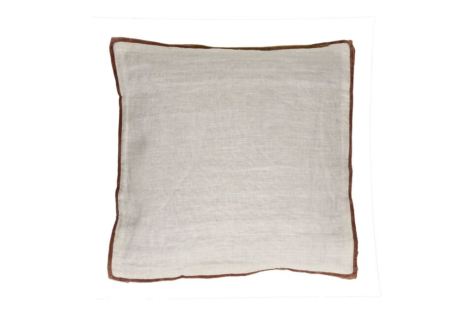 Coussin en lin blanc et cannelle Opposites Pomax