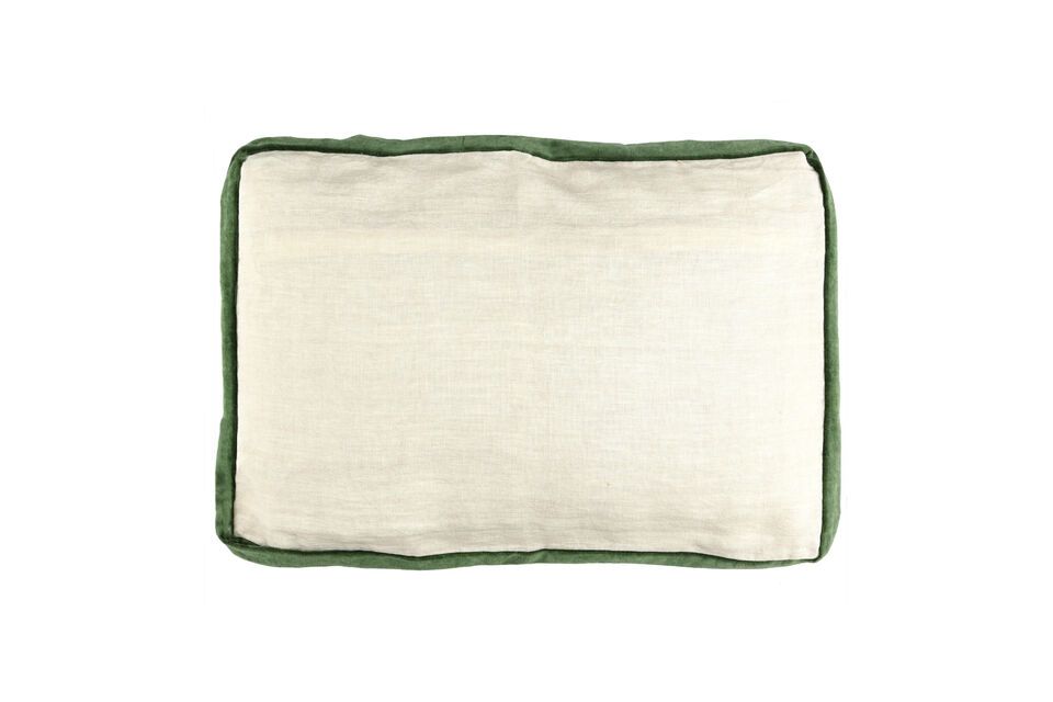 Coussin en lin blanc et vert Borders Pomax