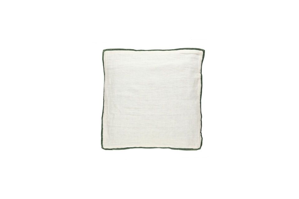 Coussin en lin blanc et vert Opposites Pomax