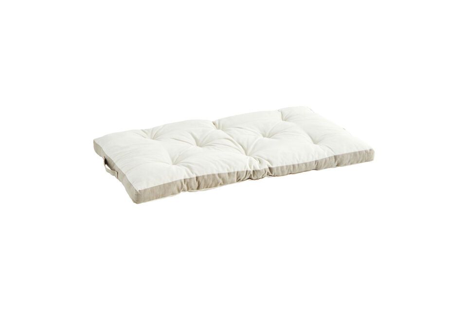 Coussin matelas en coton taupe et crème Double Madam Stoltz