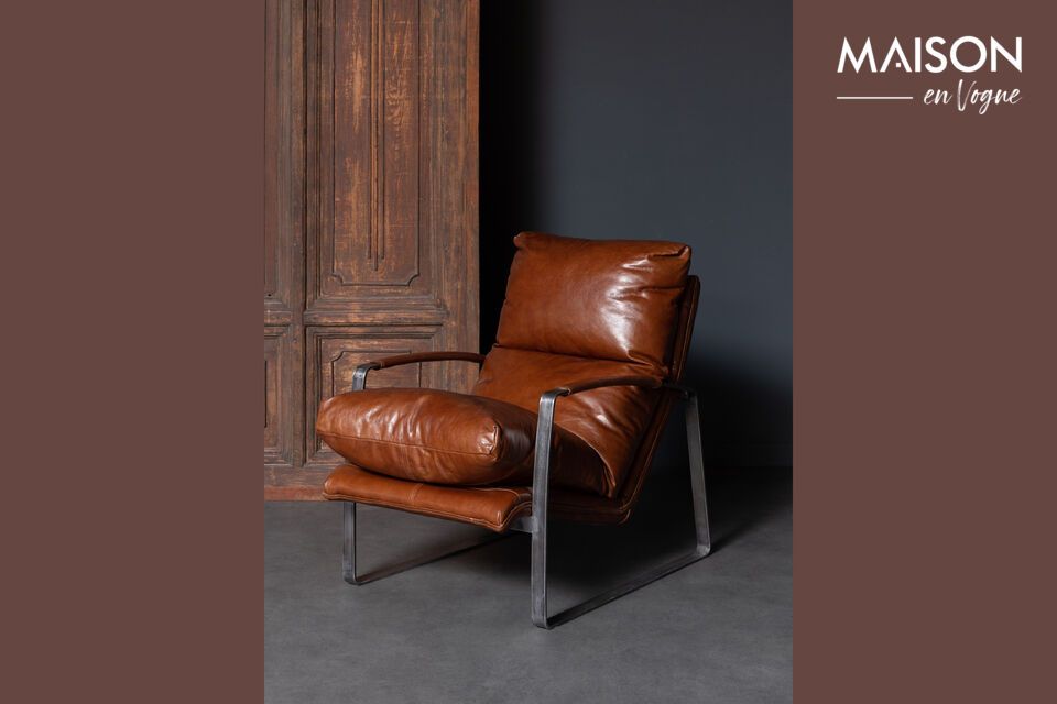 Fauteuil en cuir marron Homy Chehoma