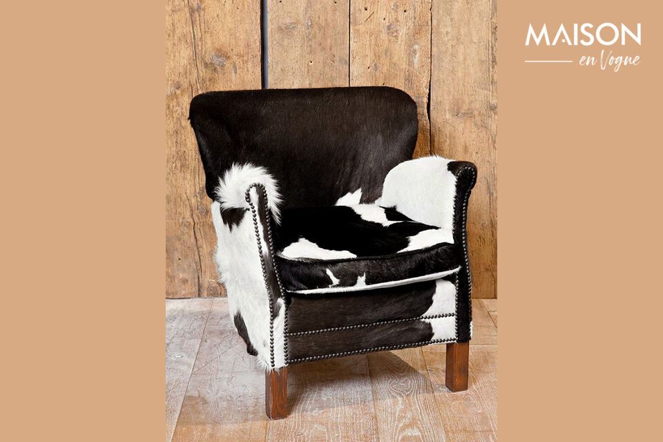 Fauteuil en peau de vache marron Turner Chehoma