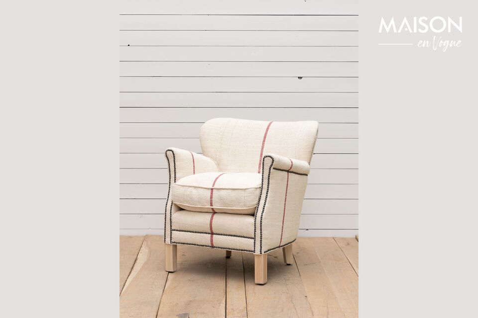 Fauteuil en tissu beige Turner Chehoma