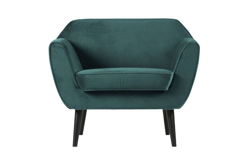 Fauteuil en velours bleu Rocco Woood