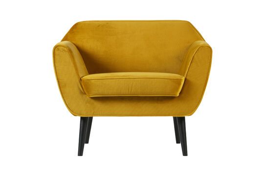 Fauteuil en velours ocre Rocco Détouré