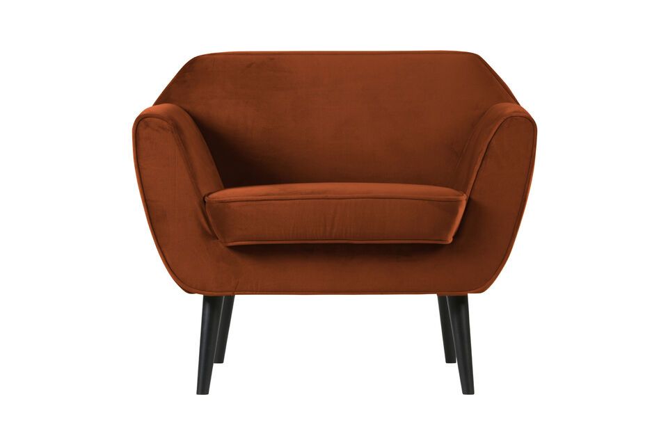 Fauteuil en velours terracotta Rocco Woood