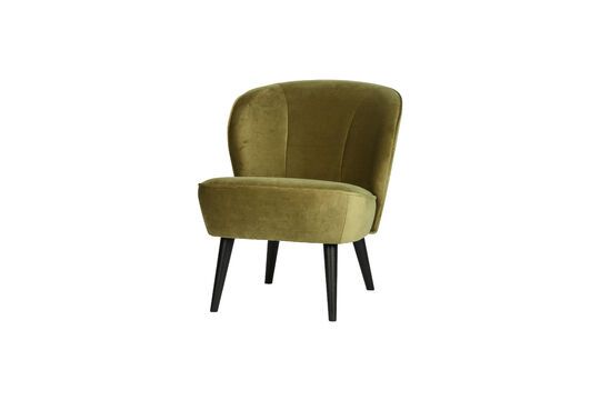 Fauteuil en velours vert olive Sara Détouré