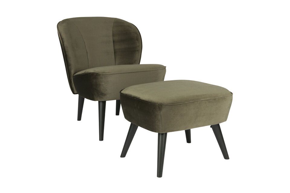 Fauteuil en velours vert Sara - 6