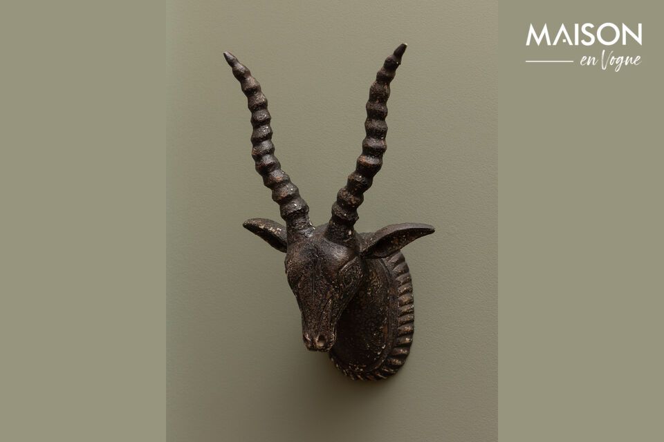 Figurine antilope en métal marron Noire Chehoma