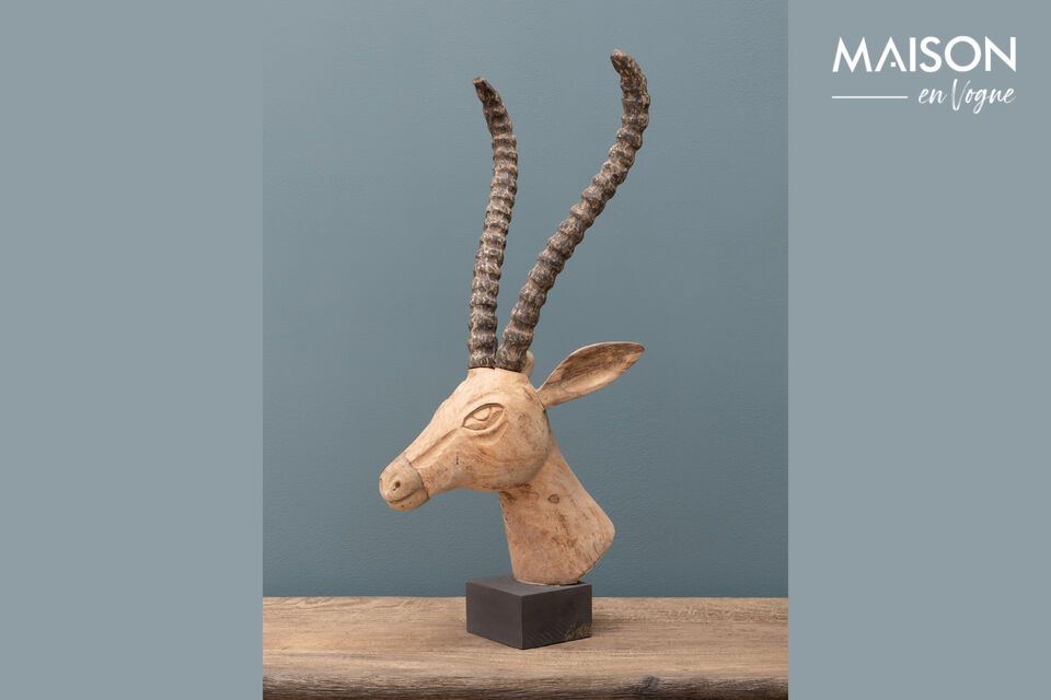 Figurine gazelle en bois clair Sculpté Chehoma