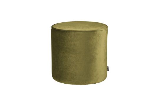 Grand pouf rond en velours vert olive Sara Détouré