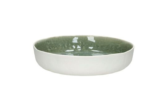 Grande assiette creuse en porcelaine blanc et vert pâle Spiro Détouré