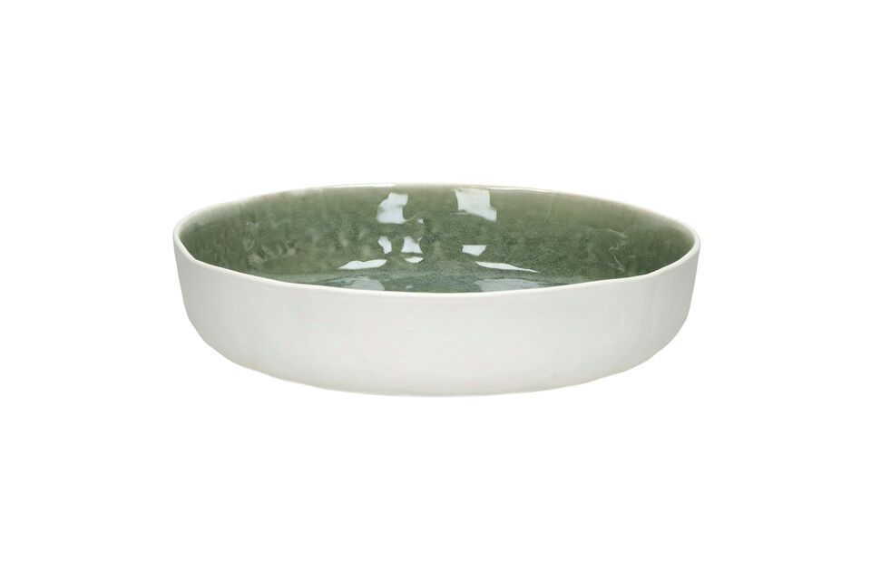 Grande assiette creuse en porcelaine blanc et vert pâle Spiro Pomax