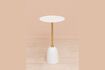 Miniature Grande table d'appoint en métal or et blanc Bianca 1