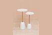 Miniature Grande table d'appoint en métal or et blanc Bianca 2