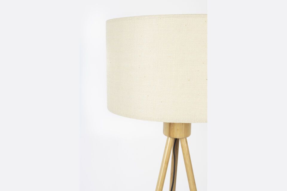 Lampadaire en bois de bambou blanc Fan - 10