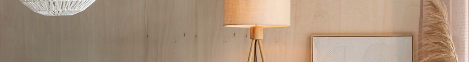 Mise en avant matière Lampadaire en bois de bambou blanc Fan