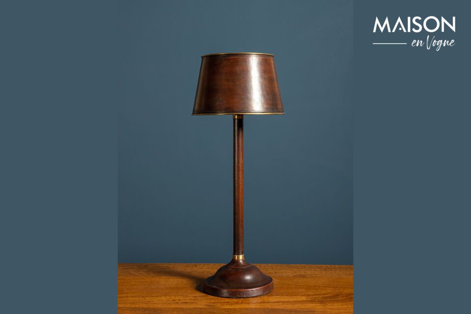 Lampe à poser en cuir marron Havane Chehoma