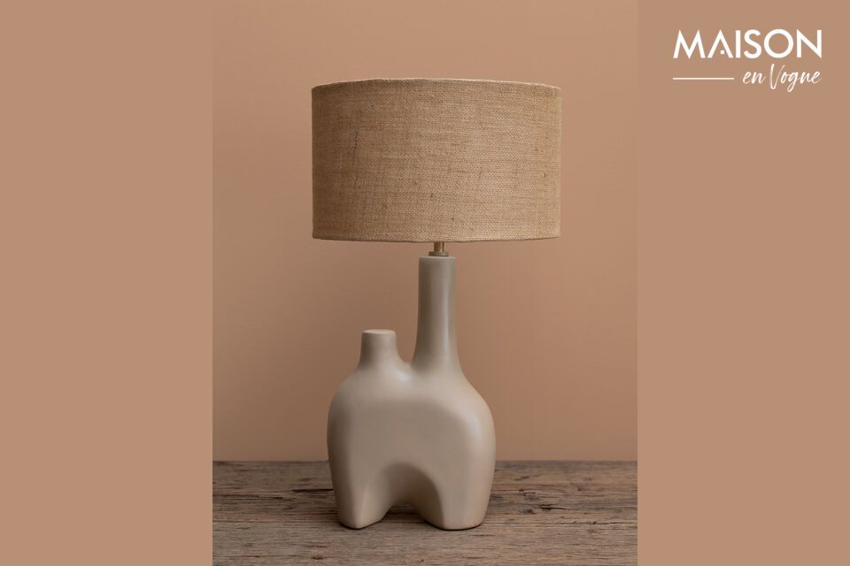 Lampe à poser en grès taupe Kharai Chehoma