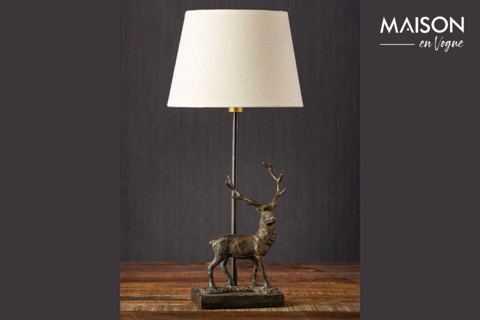 Lampe à poser en laiton noir Cerf Chehoma