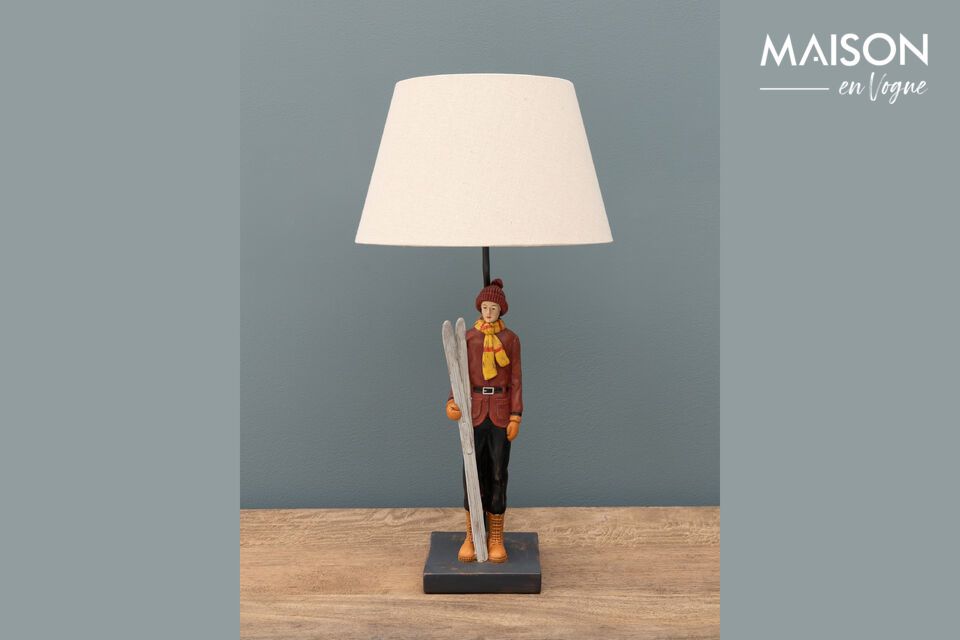 Lampe à poser en résine multicolore Skieur Chehoma