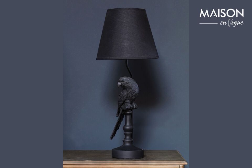 Lampe à poser en résine noir Perroquet Chehoma