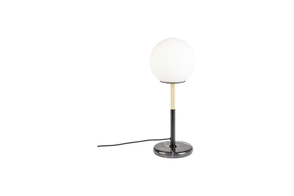 The matte finished opal glass globe delicately diffuses light