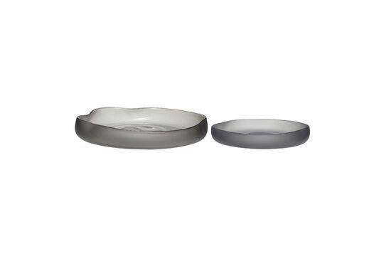 Lot de 2 assiettes en verre  gris fumé Bow