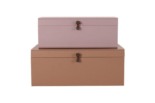 Lot de 2 boîtes en métal beige et rose Metal Détouré