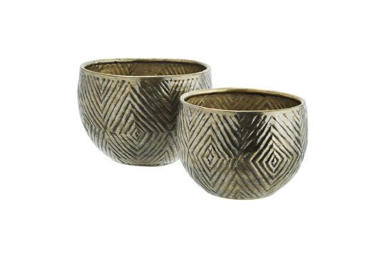 Lot de 2 cache-pots en aluminium martelé cuivré Tog