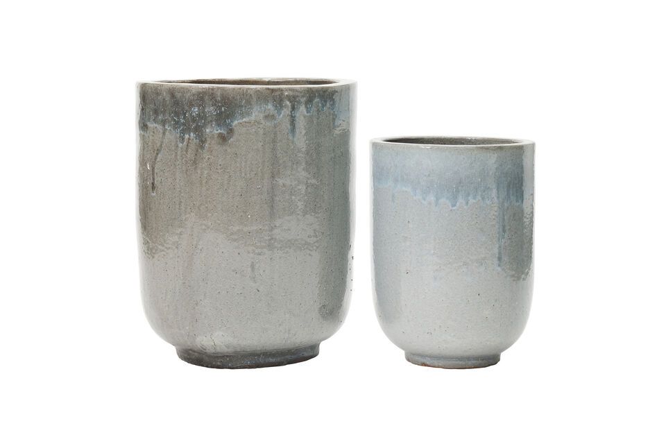 Lot de 2 cache-pots en céramique gris Pho House Doctor