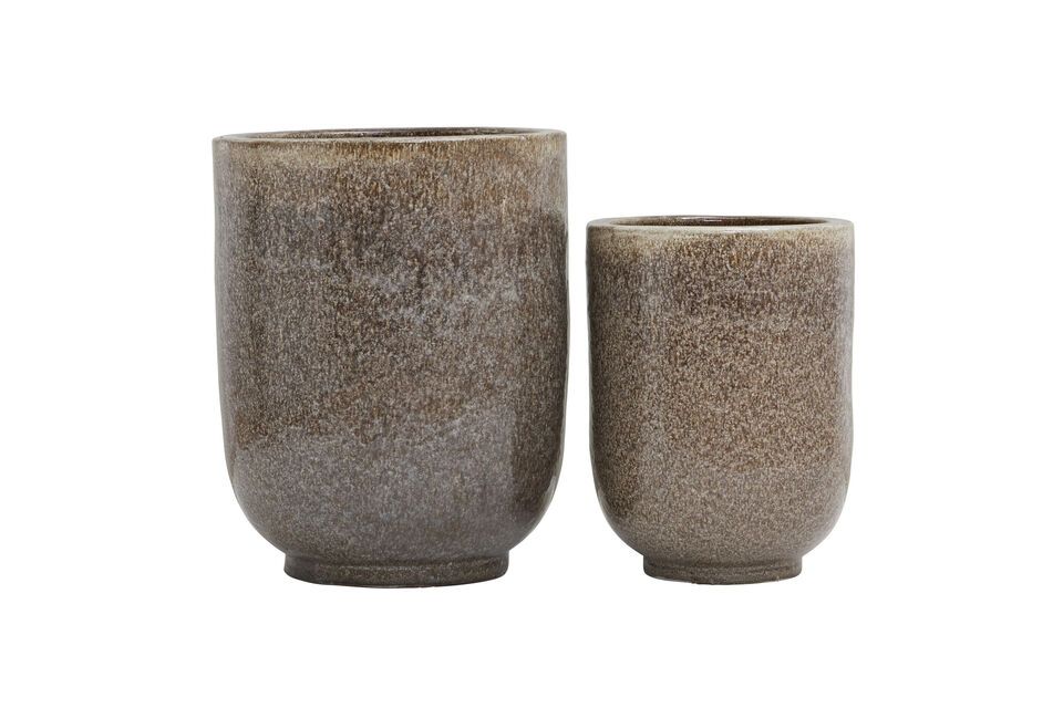 Lot de 2 cache-pots en céramique marron clair Pho House Doctor