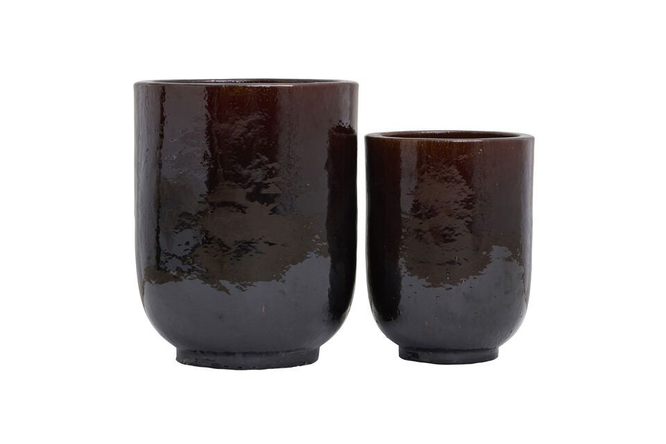 Lot de 2 cache-pots en céramique marron foncé Pho House Doctor