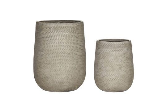 Lot de 2 cache-pots en ciment beige Ardo Détouré