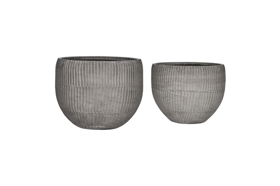 Lot de 2 cache-pots en ciment gris Brave House Doctor